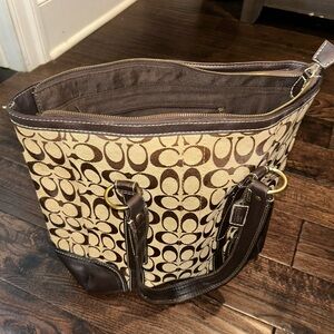 Vintage Coach - Brown and Cream Tote Bag